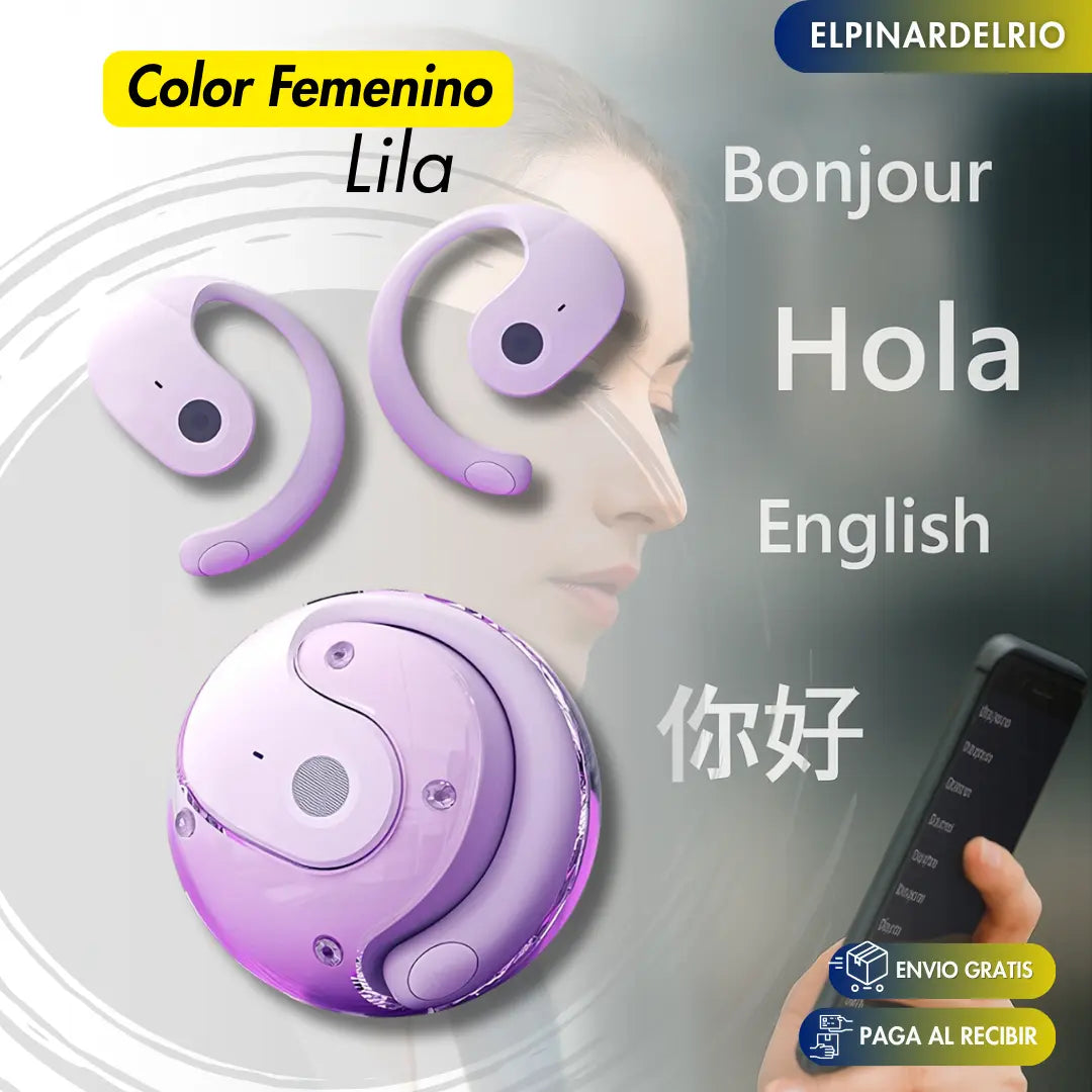 Audifonos inalambricos Translate Air PRO  TKT  + Holder y  Guía práctica para viajeros de Regalo